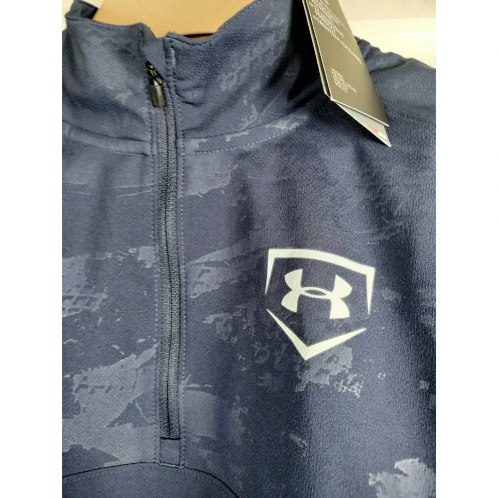 NWT Under Armour Baseball Batting Cage Jacket Men's Small Navy Blue Camo